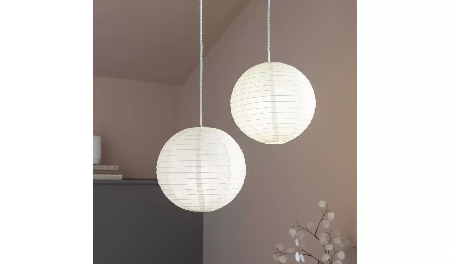 Home Essentials 2 Pack White Paper Circular Lampshade-30cm