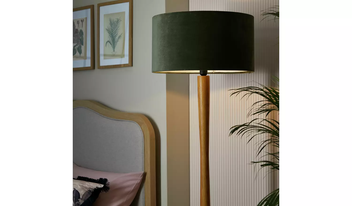 Habitat Green Velvet Easy Fit Drum Lampshade - 49cm