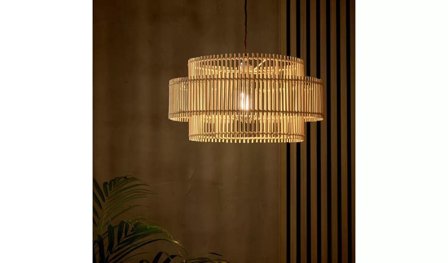 Habitat Natural Bamboo 2 Tier Easy Fit Lampshade - 41cm