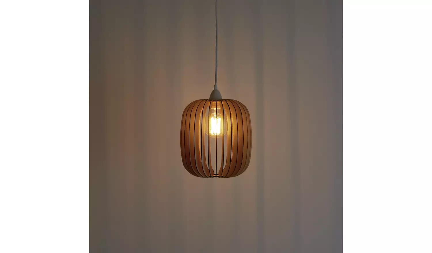 Habitat Achille Wooden Easy Fit Pendant Light - Natural