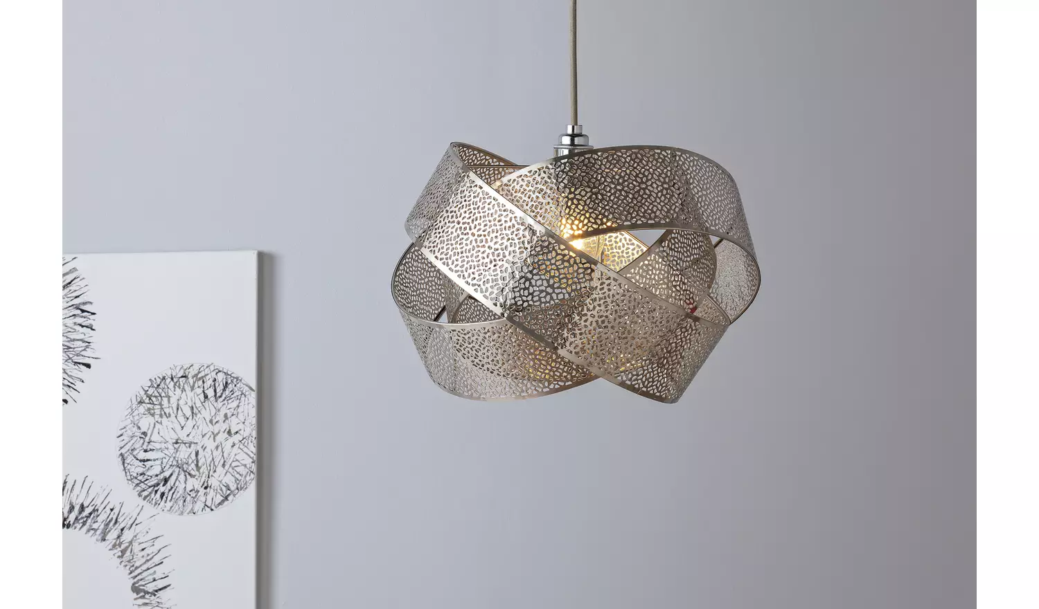 Argos Home Metal Fretwork Ribbon Twist Pendant Shade - 35cm