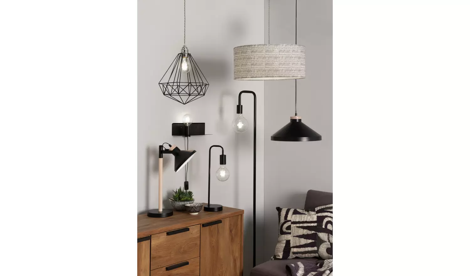 Argos Home Kanso Black Wire Easy Fit Pendant Shade - 25cm