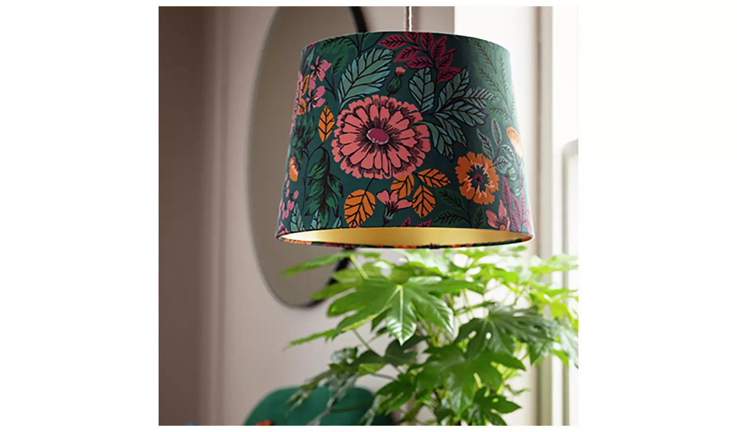 Argos Home Green & Gold Floral Tapered Lampshade - 35cm