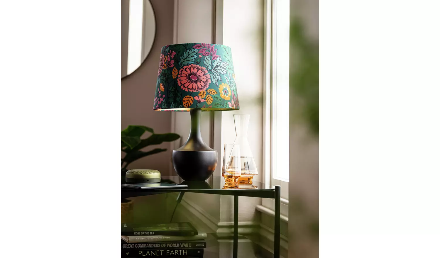Argos Home Green & Gold Floral Tapered Lampshade - 35cm