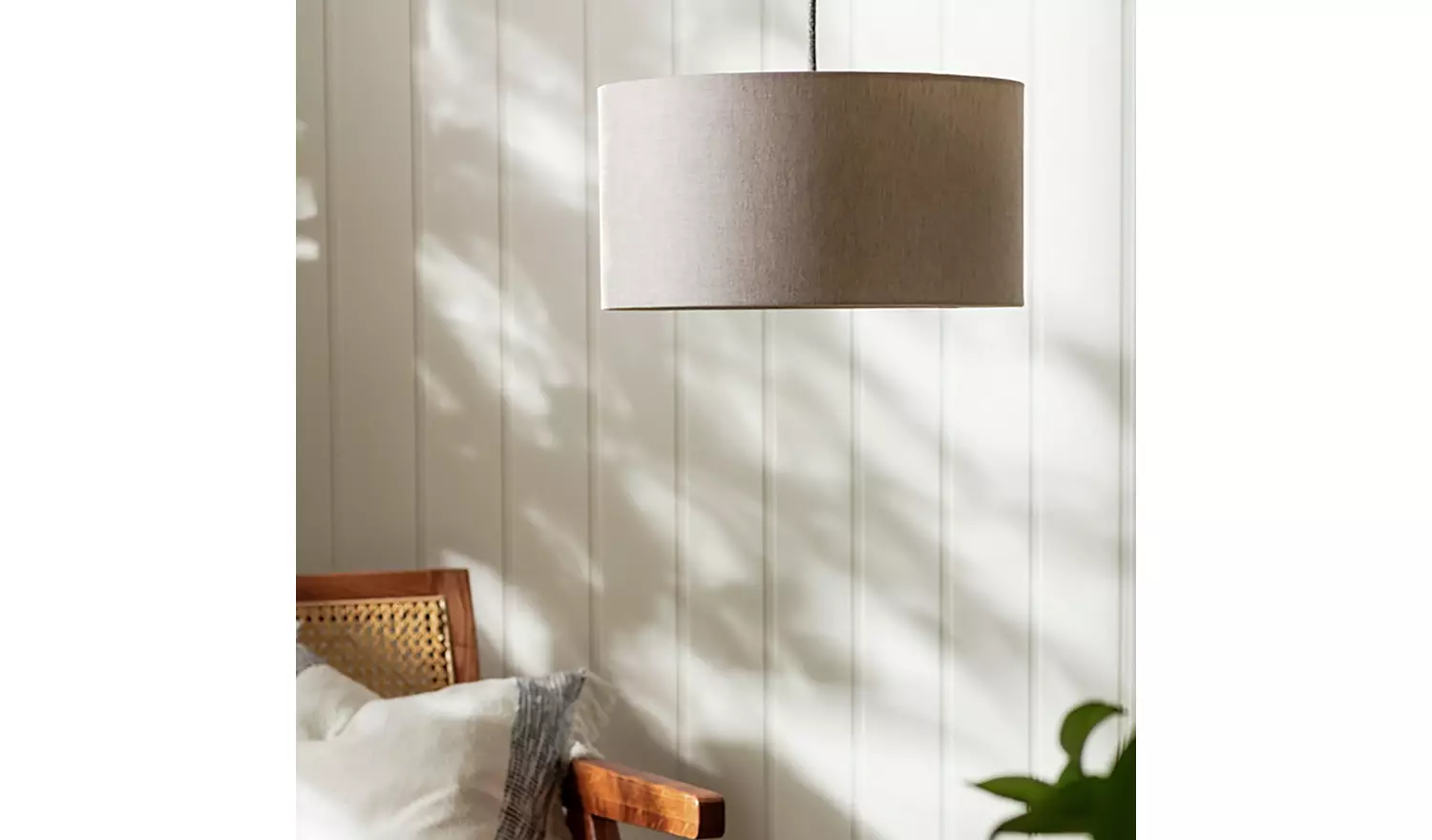 Habitat Oatmeal Linen Effect Easy Fit Drum Lampshade - 35cm