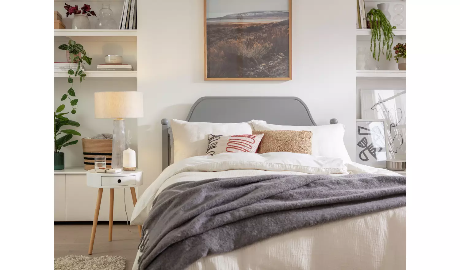 Habitat Oatmeal Linen Effect Easy Fit Drum Lampshade - 35cm