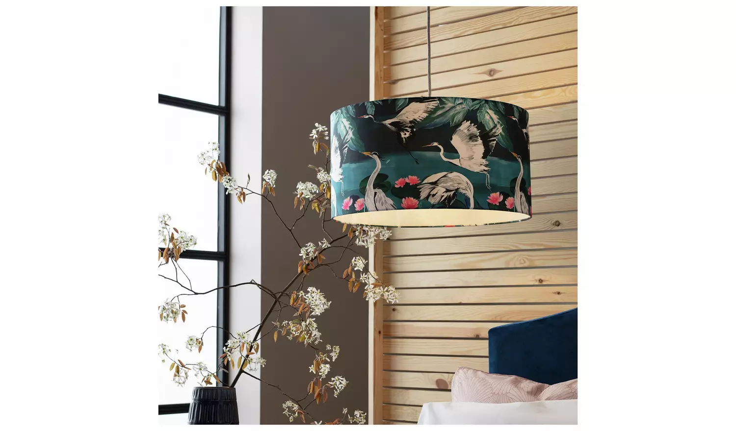 Argos Home Japonica Faux Silk Easy Fit Drum Lampshade - 49cm