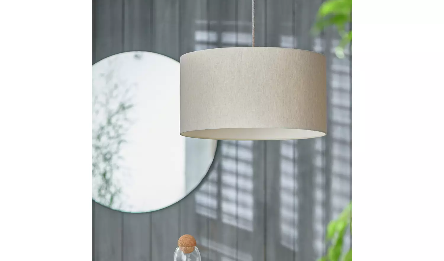 Habitat Oatmeal Linen Effect Easy Fit Drum Lampshade - 49cm