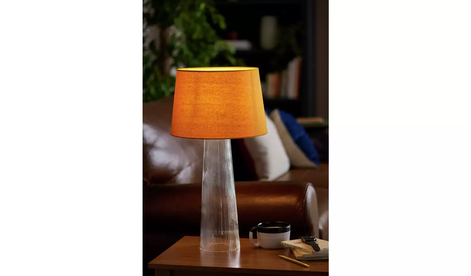 Habitat Mustard Textured Easy Fit Tapered Lampshade - 30cm