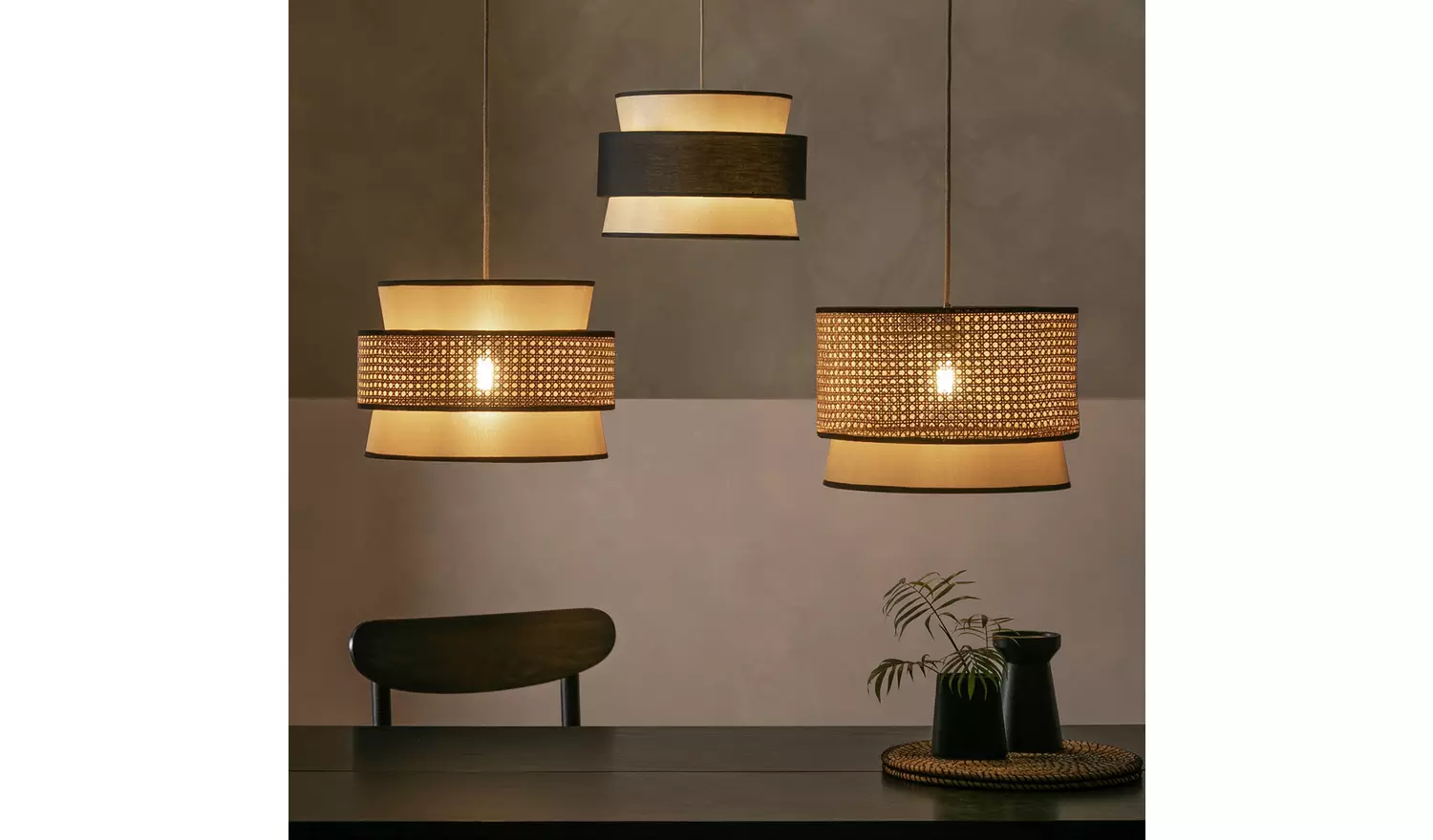 Habitat Ashi Natural Rattan Easy Fit Drum Lampshade - 40cm