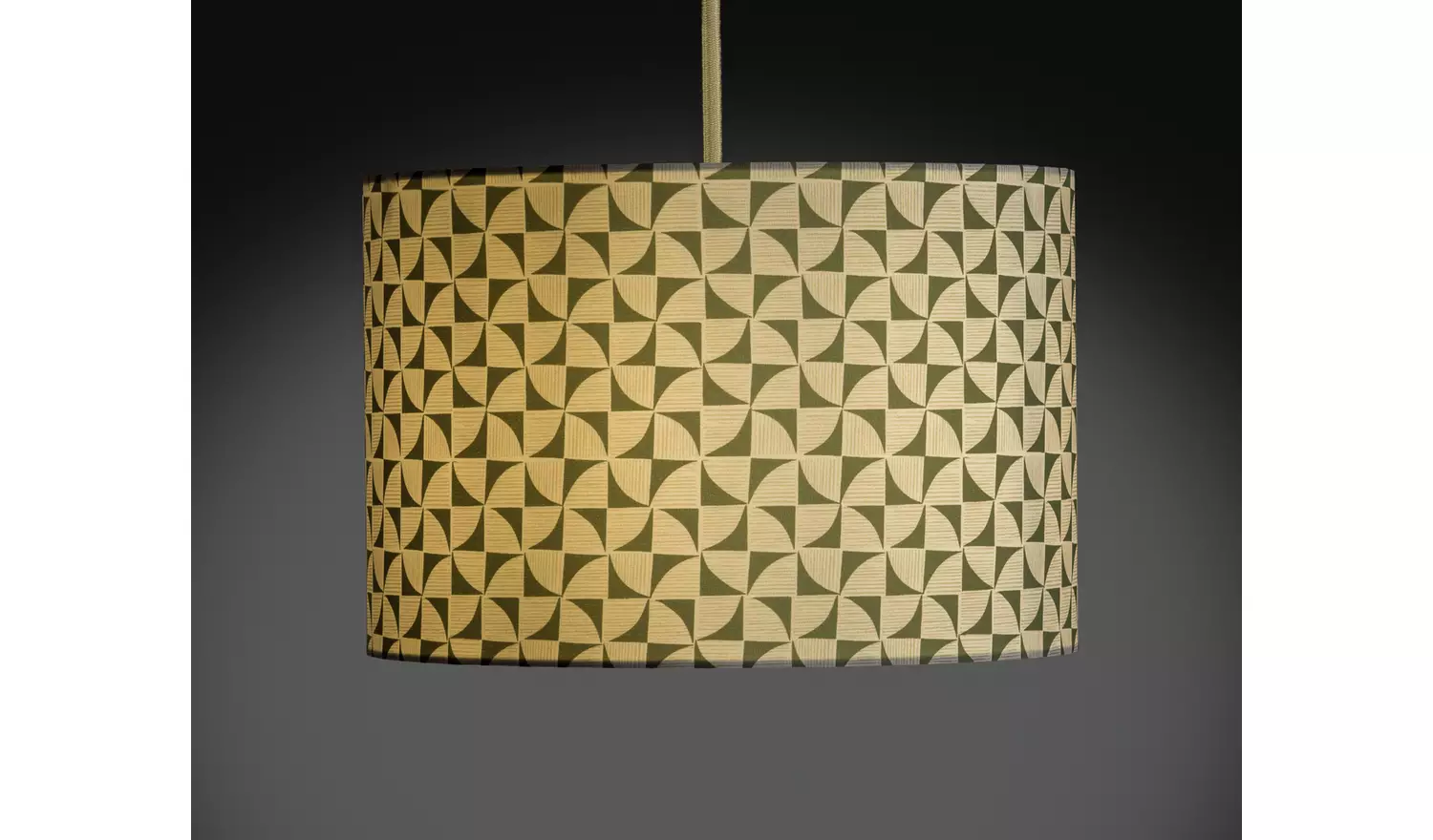 Habitat Green & White Printed Easy Fit Drum Lampshade - 30cm