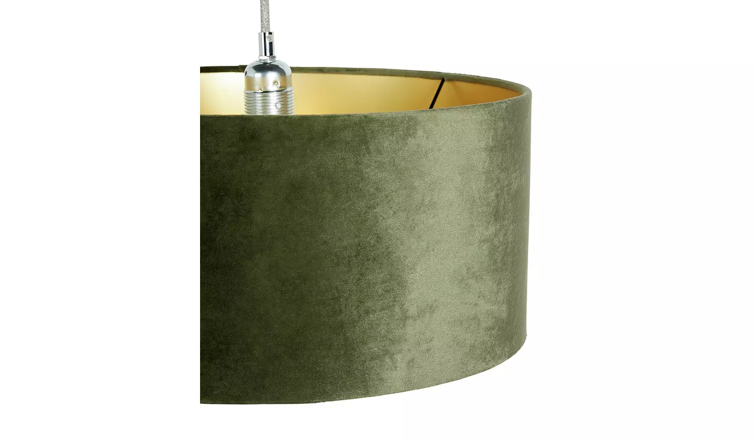 Habitat Green & Gold Velvet Easy Fit Drum Lampshade - 40cm