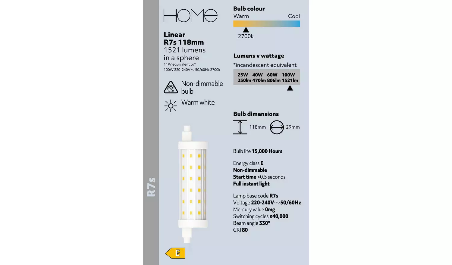 Argos Home 11W LED R7s Light Bulb