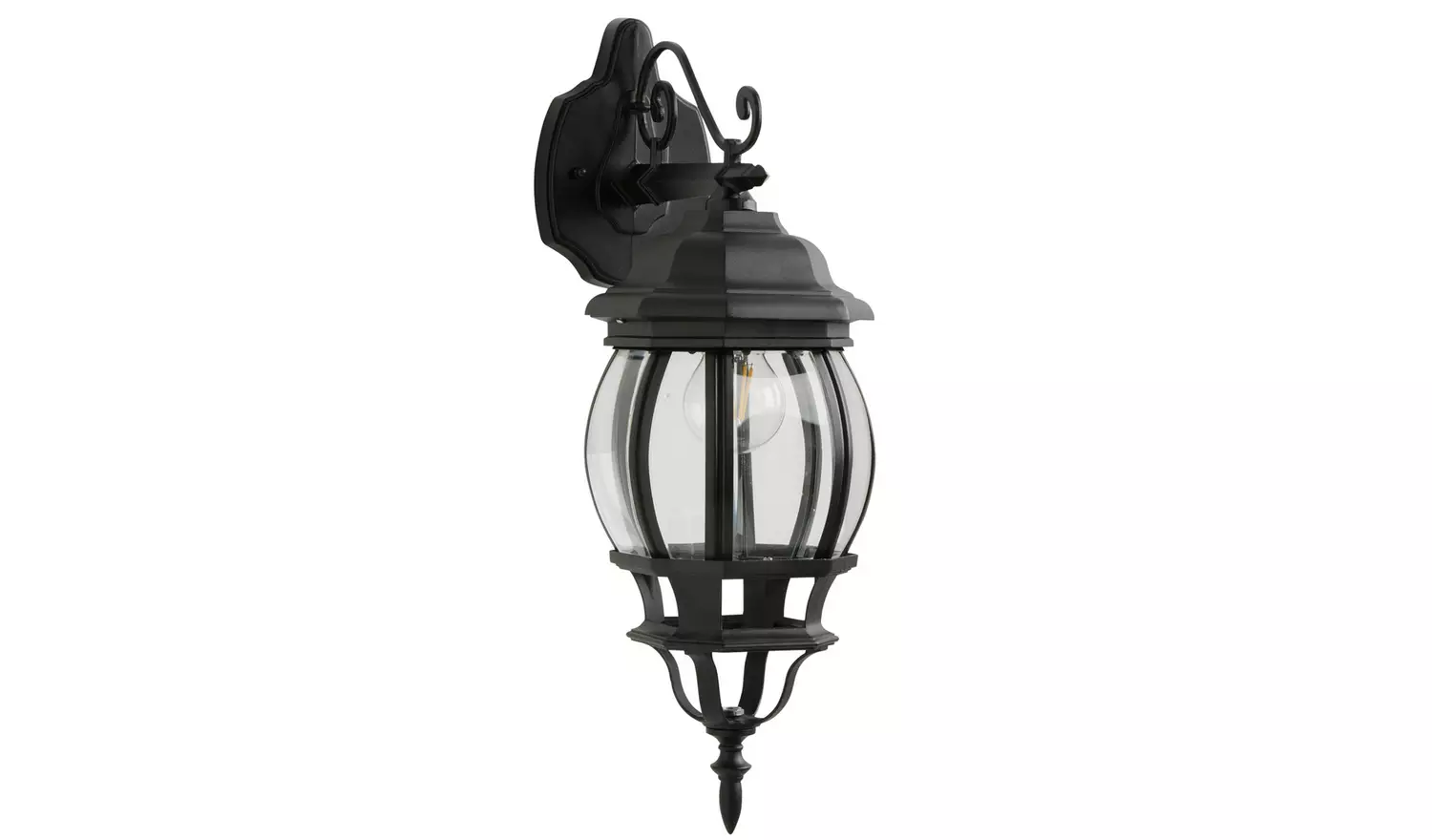 Pumpkin 8 Sided Black Outdoor LED Wall Lantern