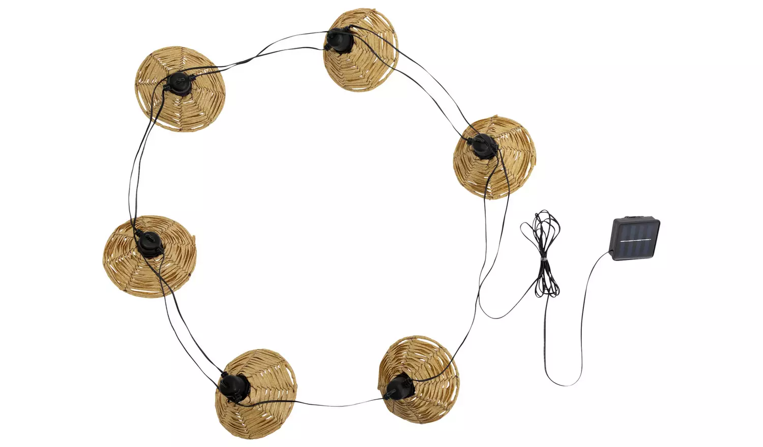 Habitat 6 Warm White Rattan Effect Solar String Light