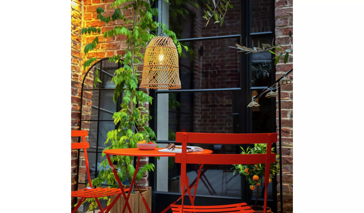 Habitat Warm White Rattan Battery Operated Hanging Light