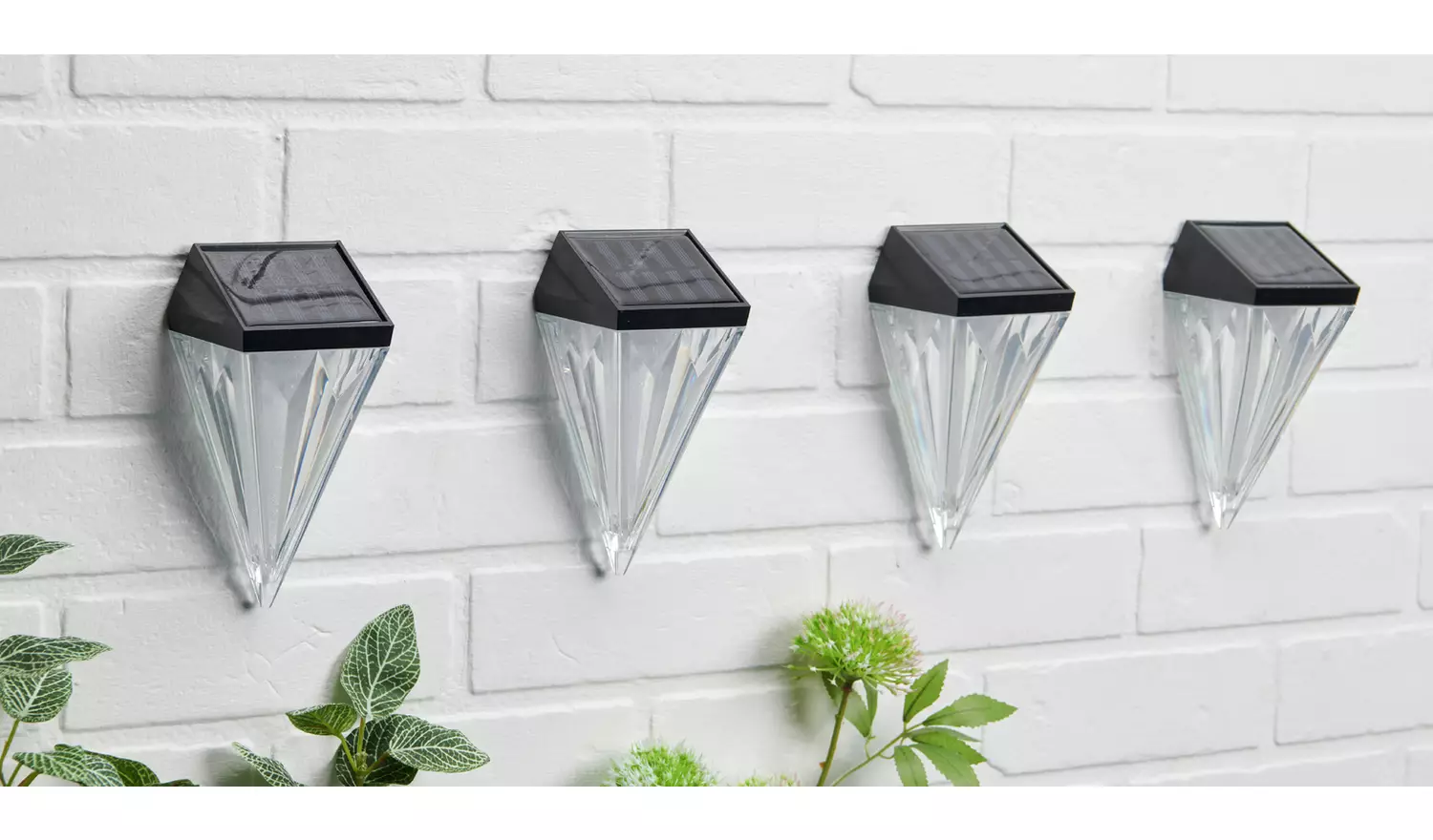 Powertek Solar Diamond Wall Lights - Pack of 4