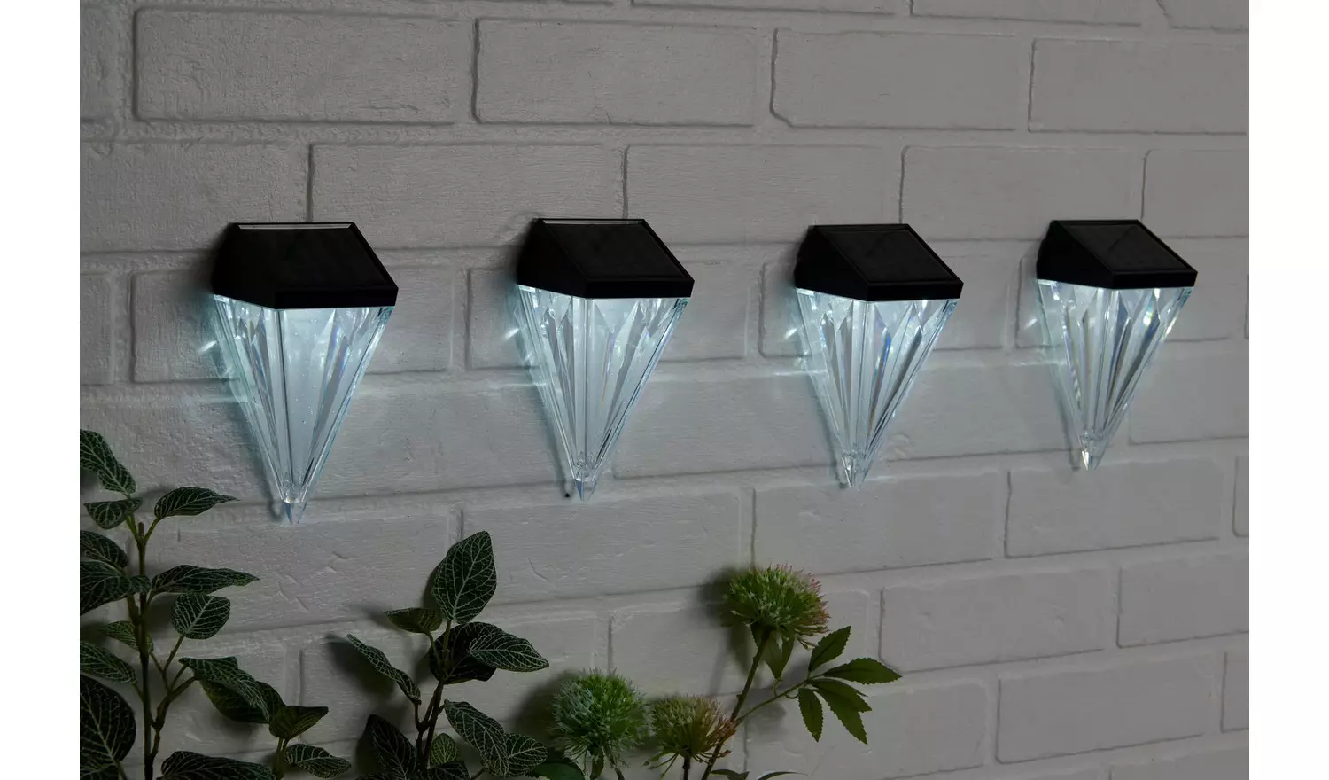 Powertek Solar Diamond Wall Lights - Pack of 4