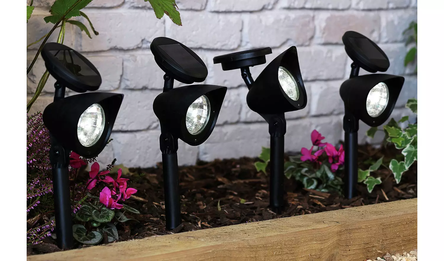 Garden by Sainsbury's Set of 4 Black Solar Spotlights