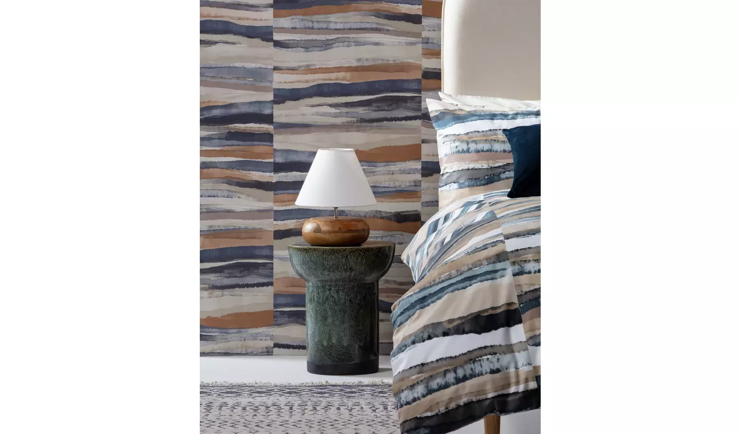 Habitat Pebble Mango Wood Table Lamp - Natural and White