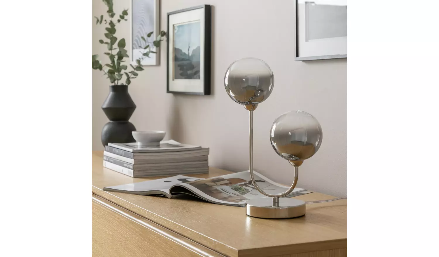 Argos Home Ombre Glass Table Lamp - Nickel