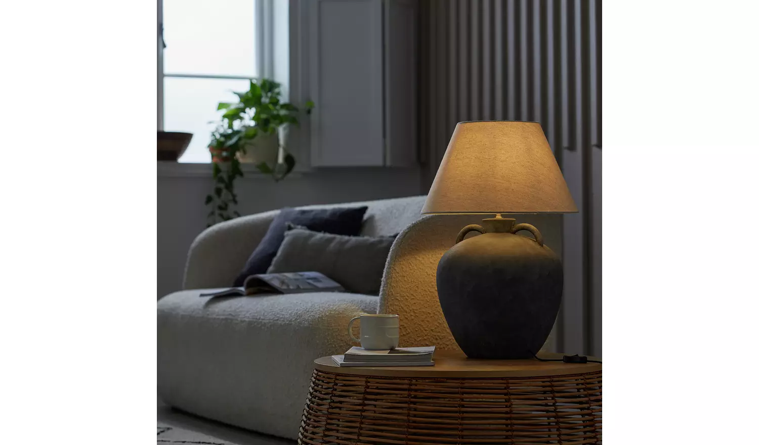 Habitat 59cm Oversized Ceramic Table Lamp - Grey & White