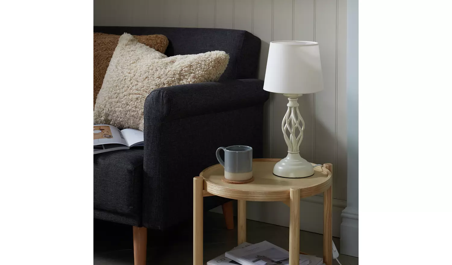 Argos Home Twist 42cm Metal Table Lamp - Cream