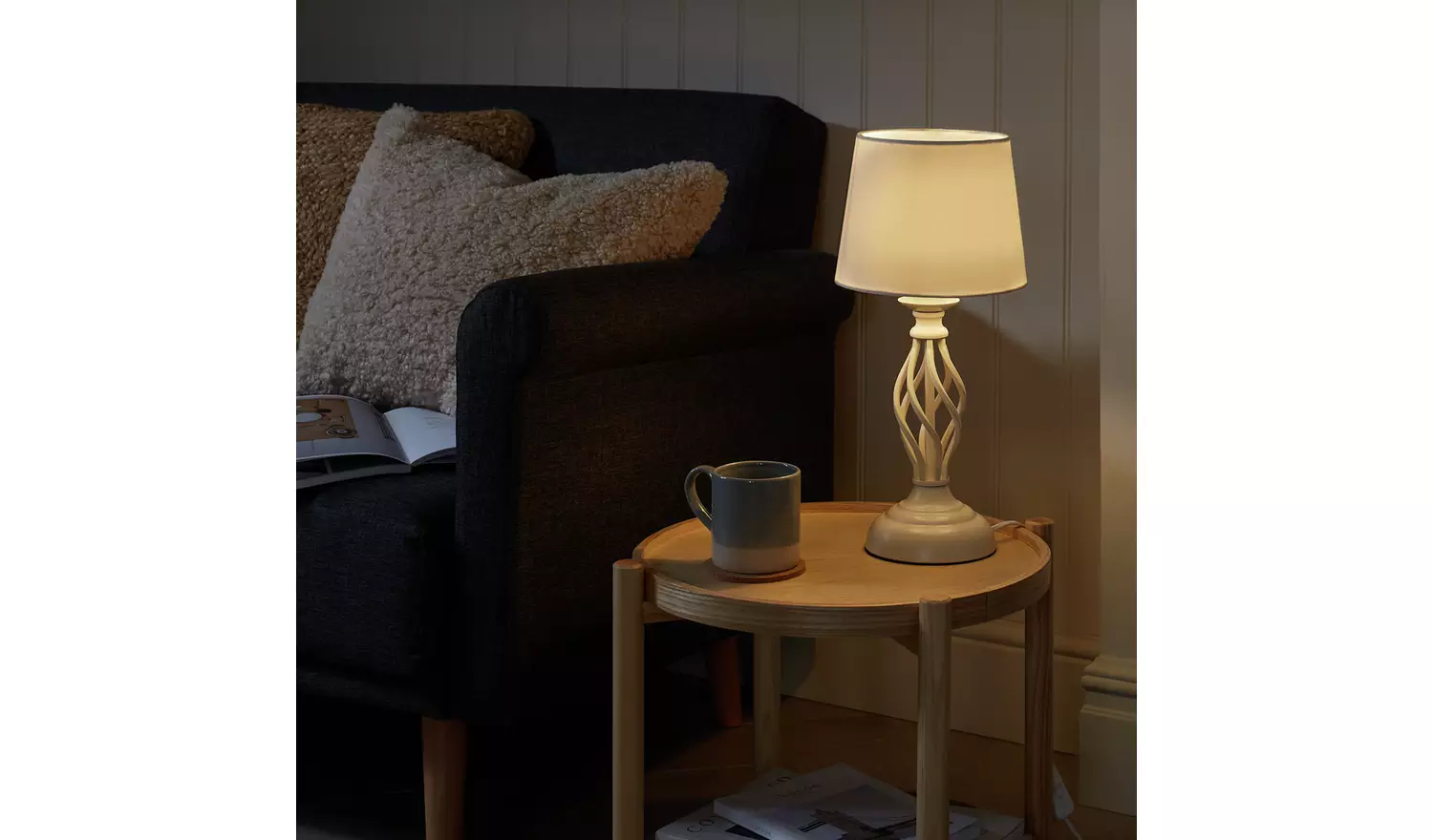 Argos Home Twist 42cm Metal Table Lamp - Cream