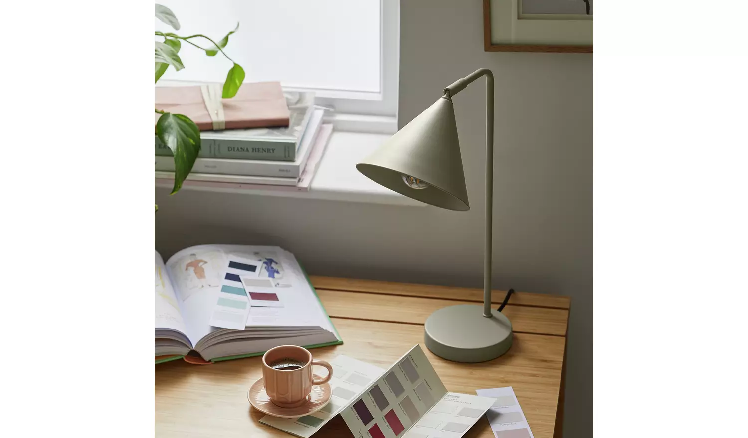 Habitat Cone 40cm Metal Table Lamp - Sage