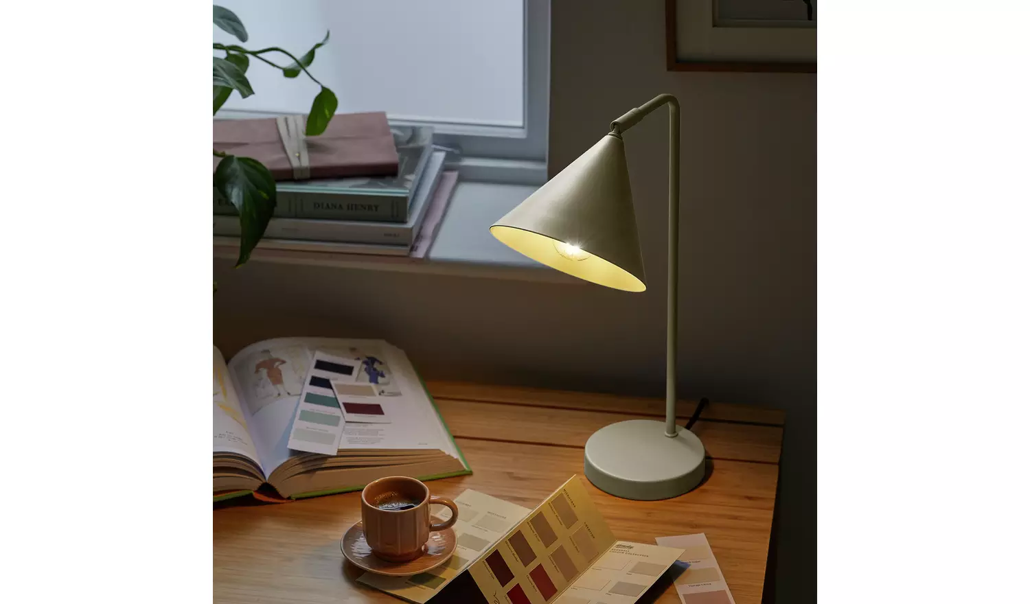 Habitat Cone 40cm Metal Table Lamp - Sage