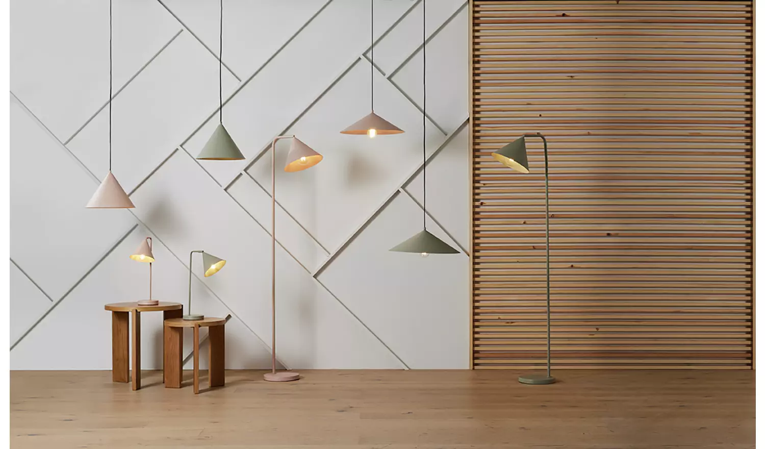 Habitat Cone 40cm Metal Table Lamp - Sage