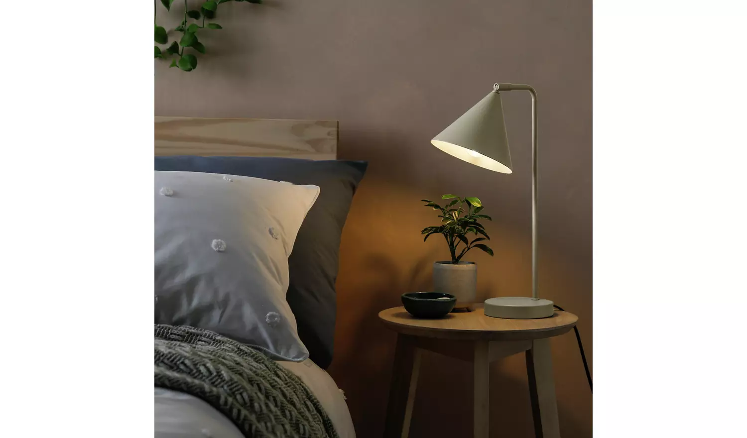Habitat Cone 40cm Metal Table Lamp - Sage