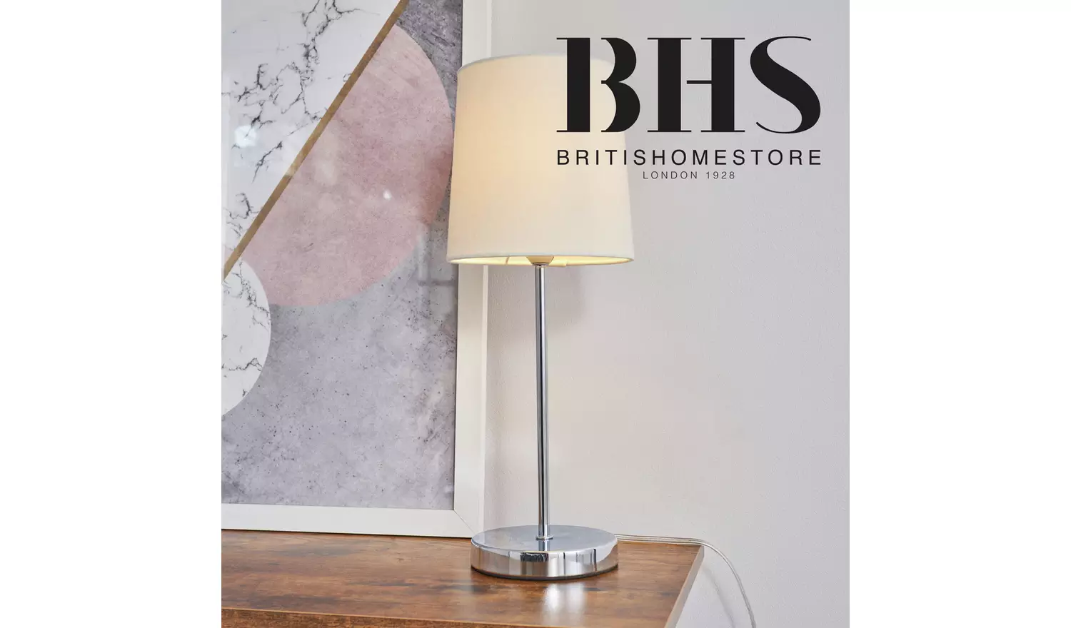 BHS Louisa Steel Touch Table Lamp - Chrome