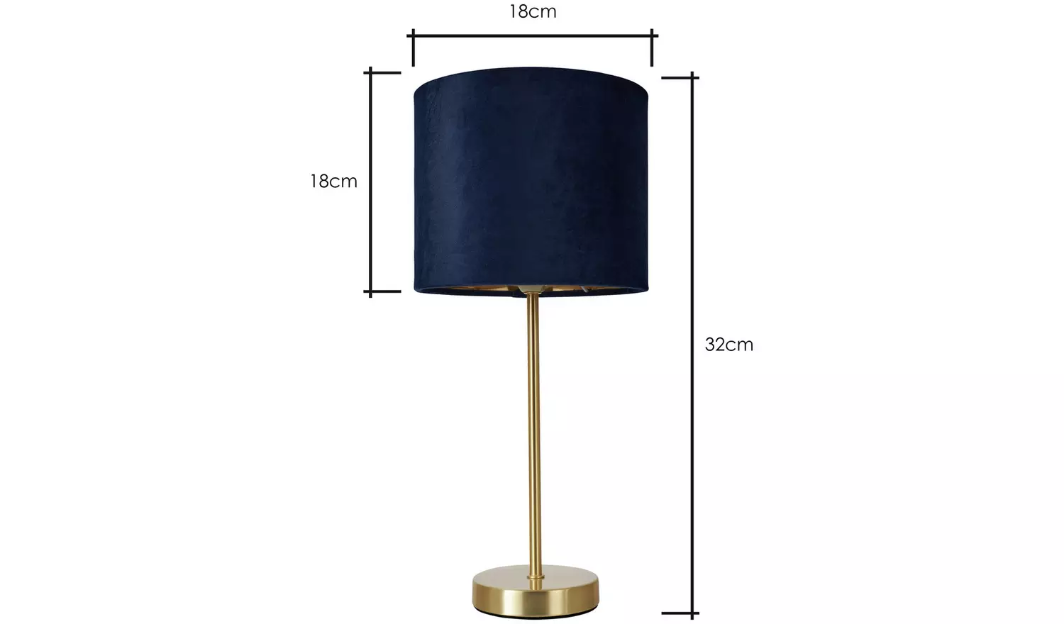 BHS Vera Velvet SteelTable Lamp - Navy & Brass