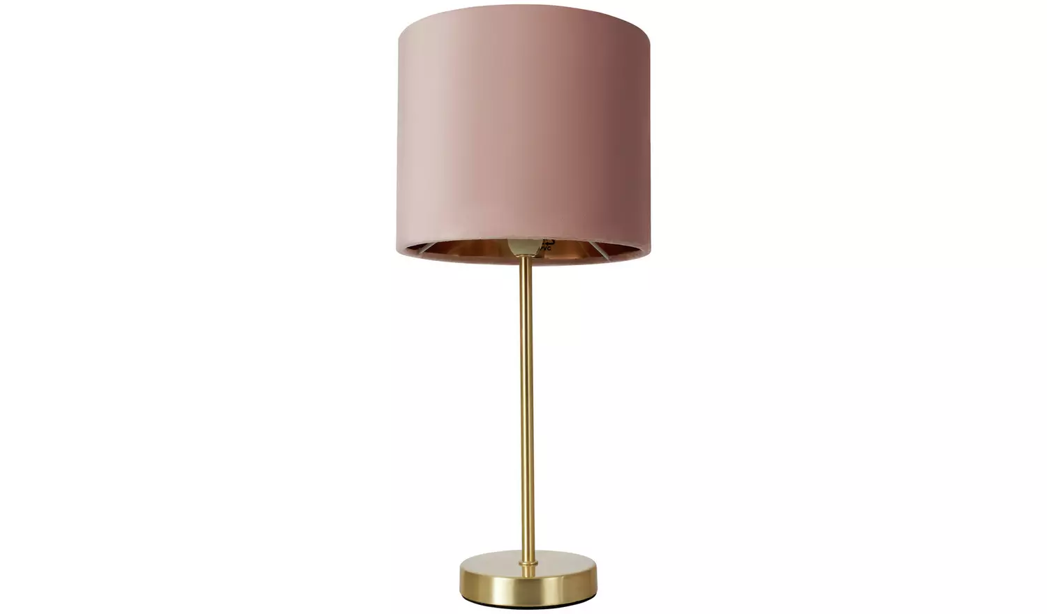 BHS Vera Velvet Steel Table Lamp - Brass & Pink
