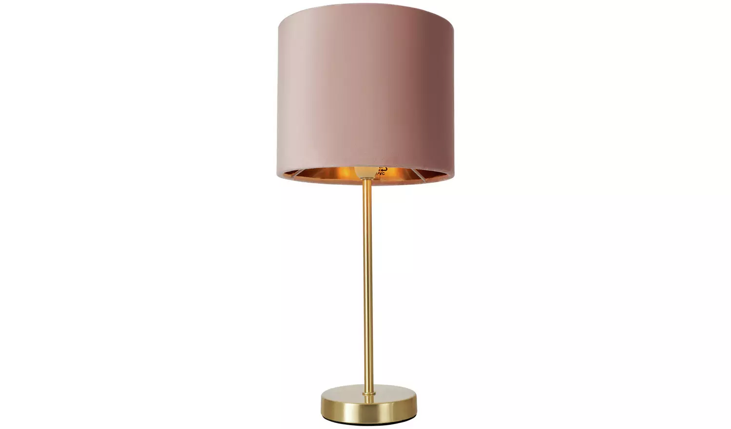 BHS Vera Velvet Steel Table Lamp - Brass & Pink