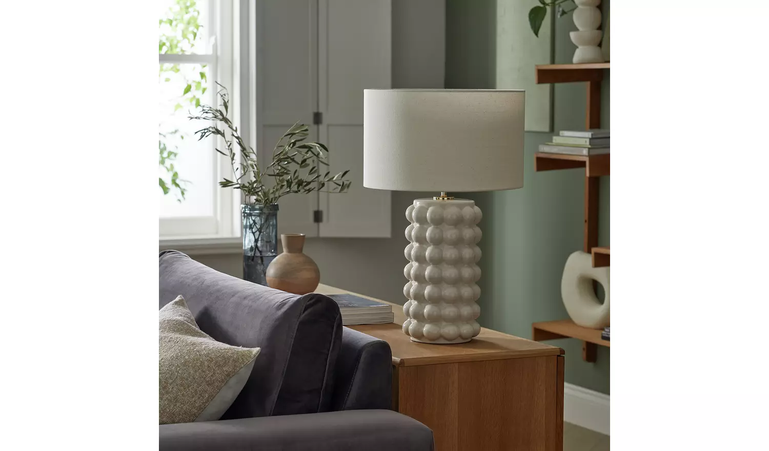 Habitat Bobble 61cm Ceramic Table Lamp - Cream