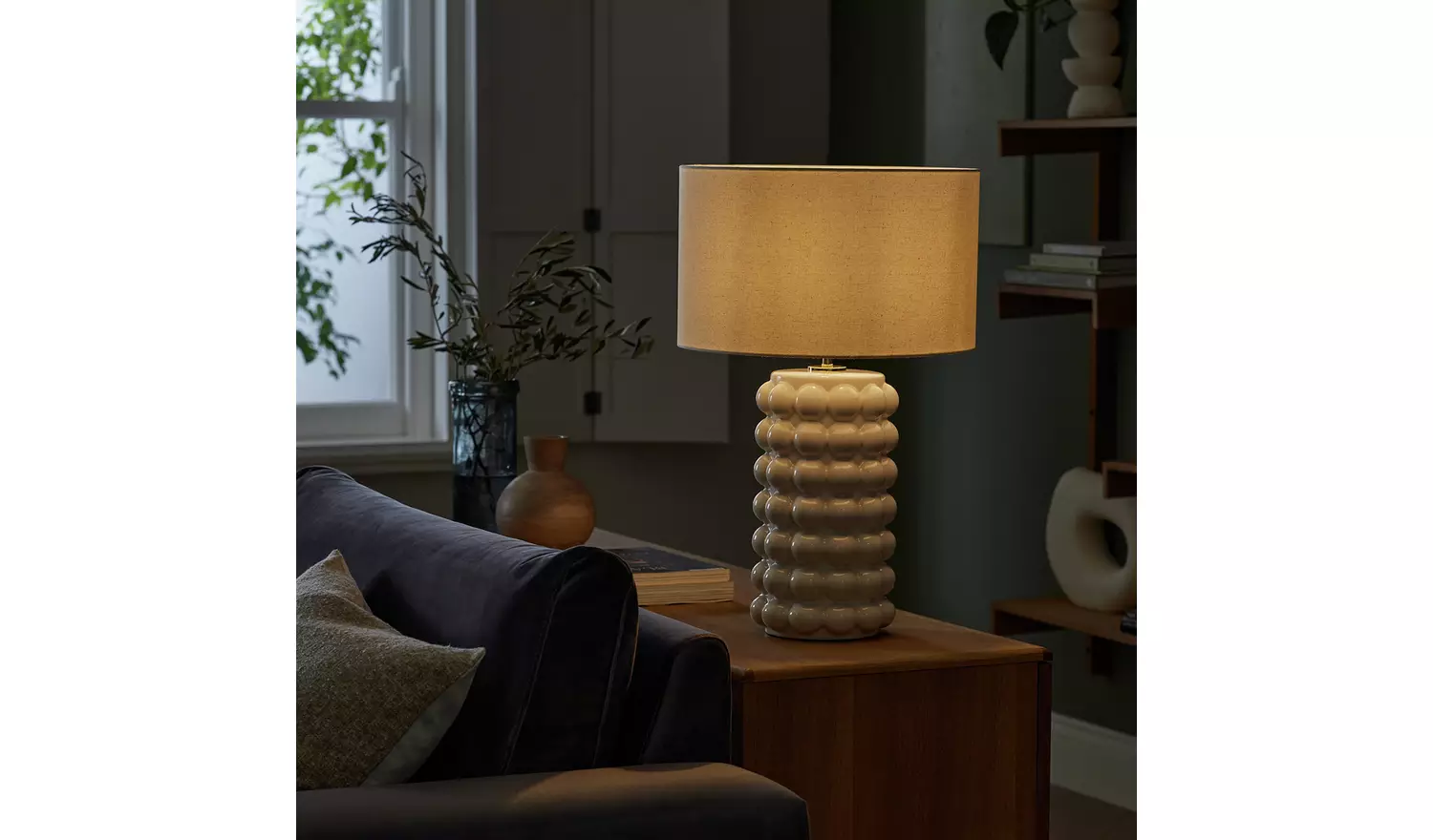 Habitat Bobble 61cm Ceramic Table Lamp - Cream