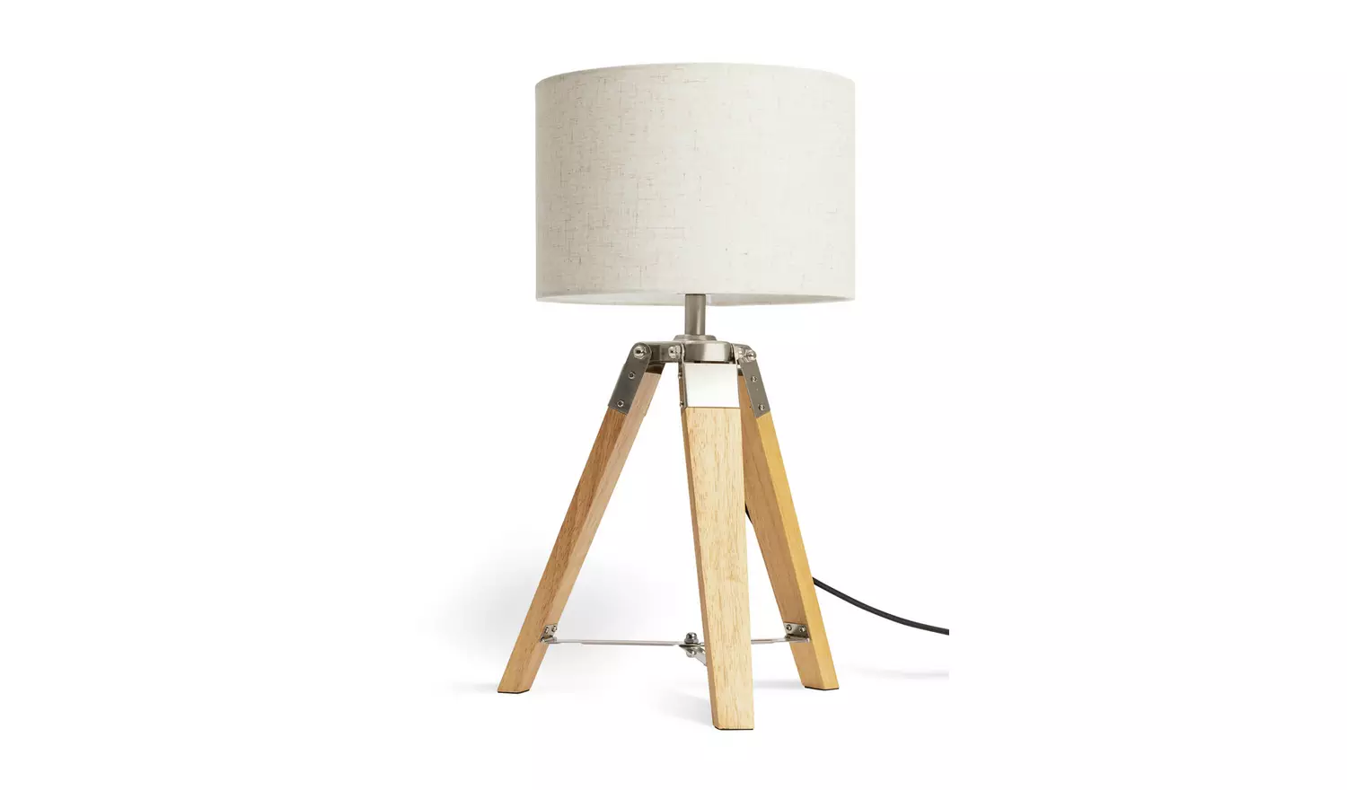 Habitat Lyle Wooden 46cm Tripod Table Lamp - Natural & Cream