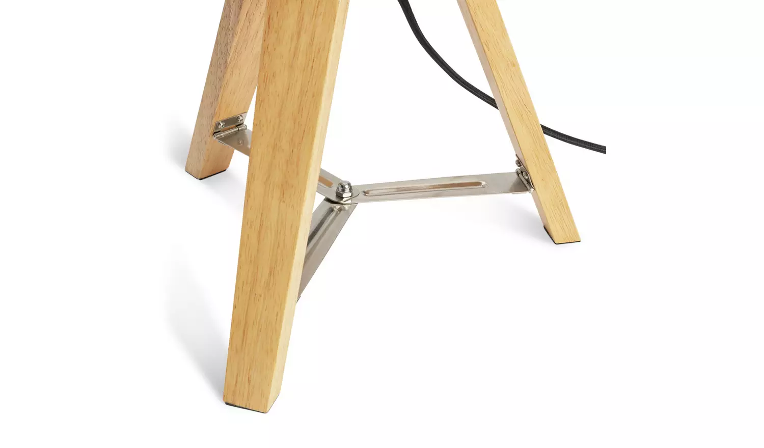 Habitat Lyle Wooden 46cm Tripod Table Lamp - Natural & Cream