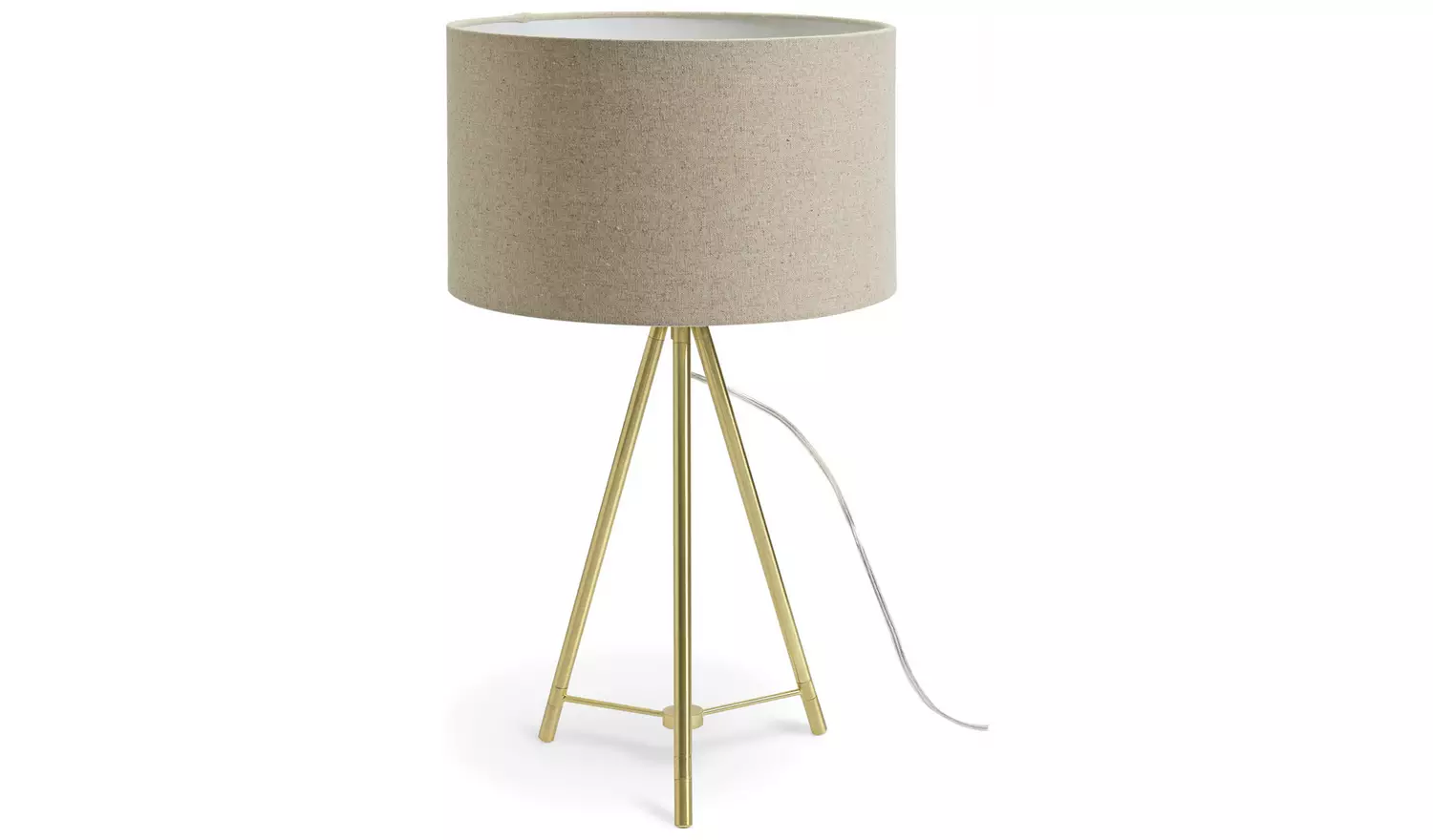 Habitat Leone 53cm Metal Tripod Table Lamp - Brass & Natural