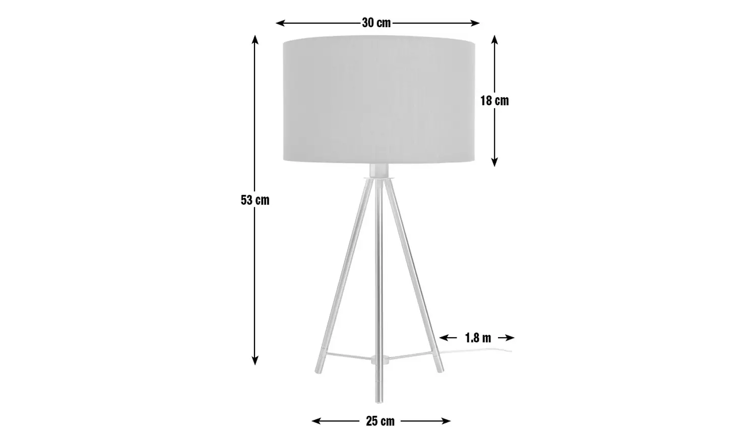 Habitat Leone 53cm Metal Tripod Table Lamp - Chrome