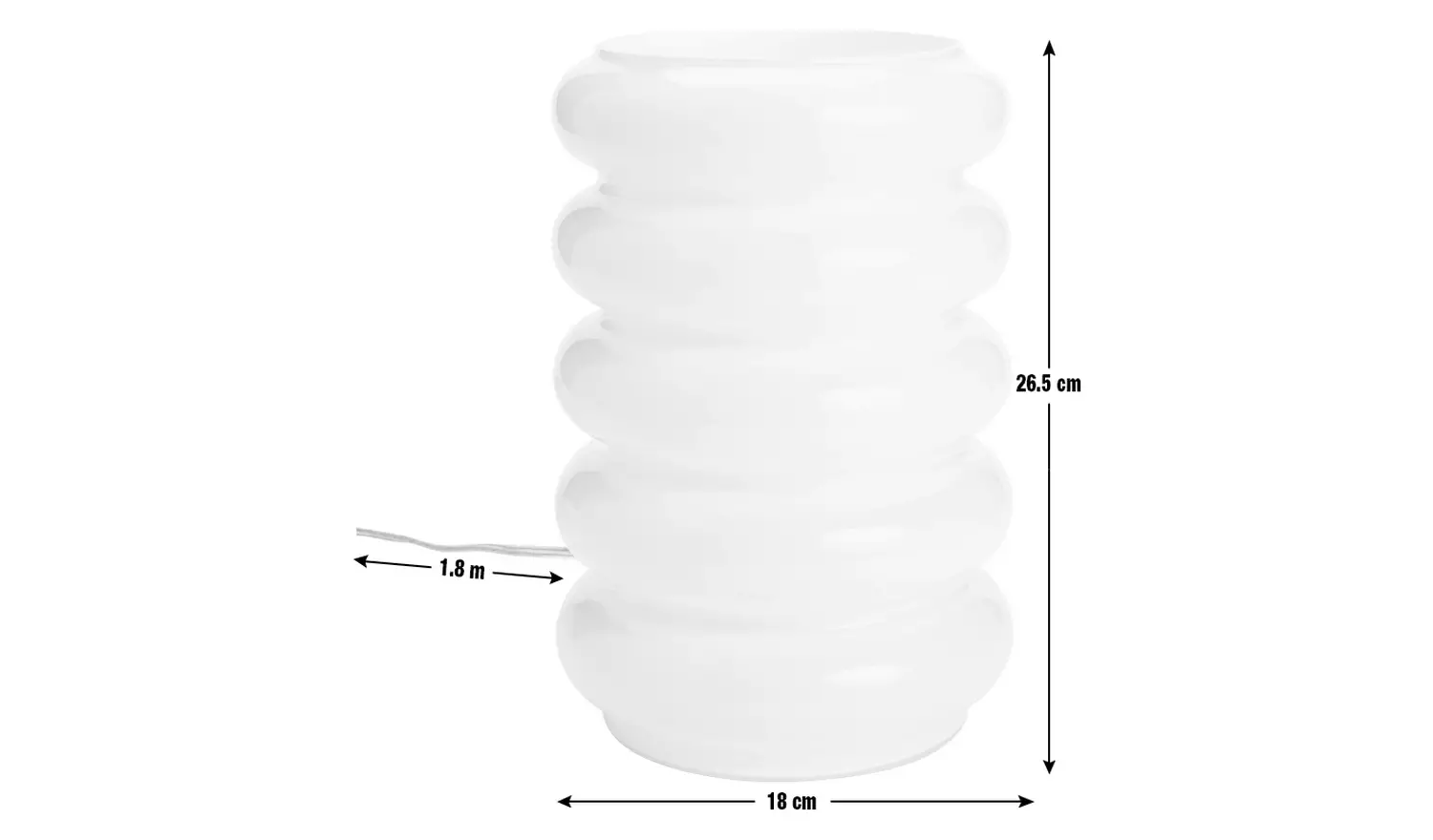 Habitat Billie Ribbed Glass Table Lamp - White