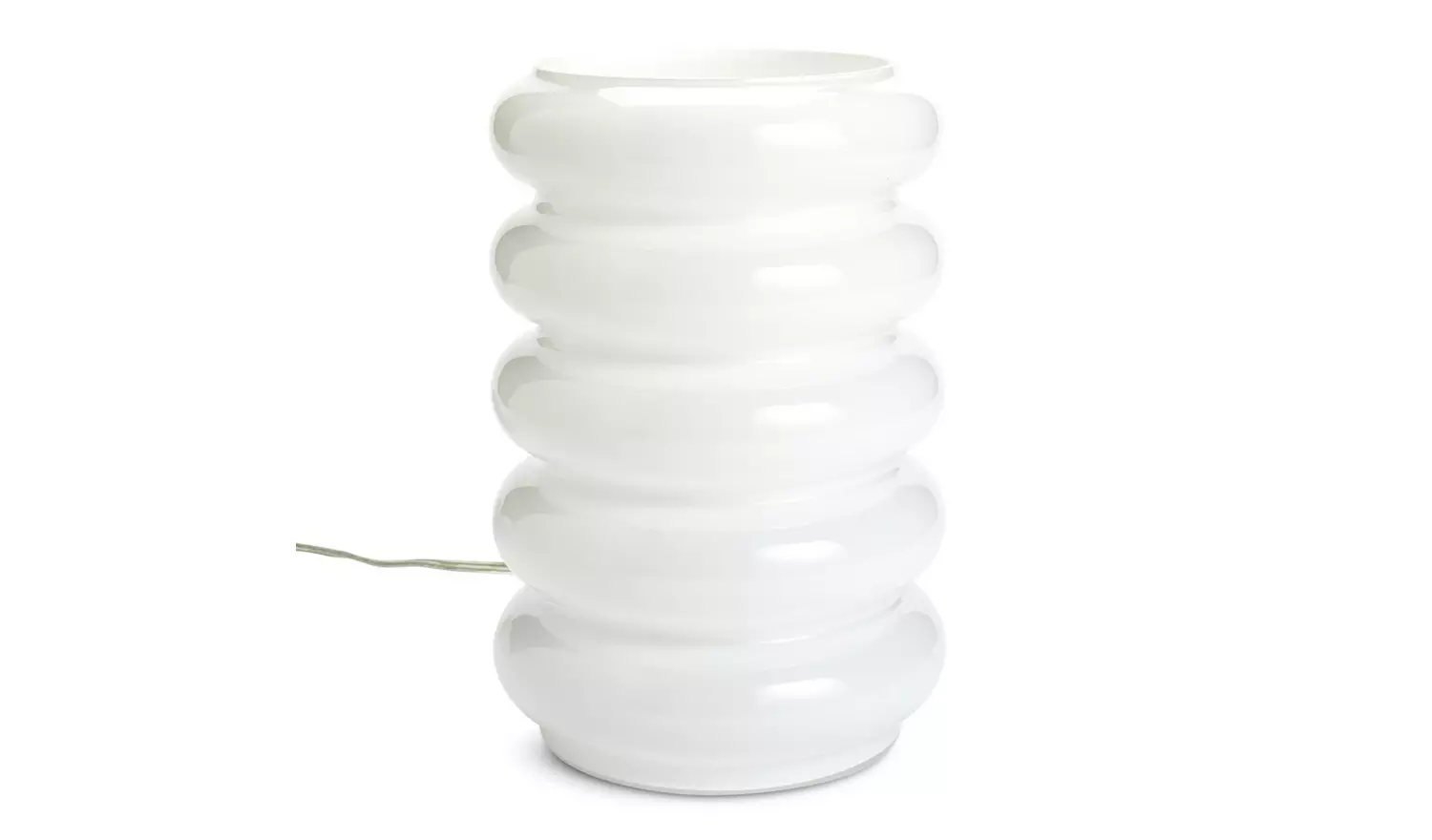 Habitat Billie Ribbed Glass Table Lamp - White