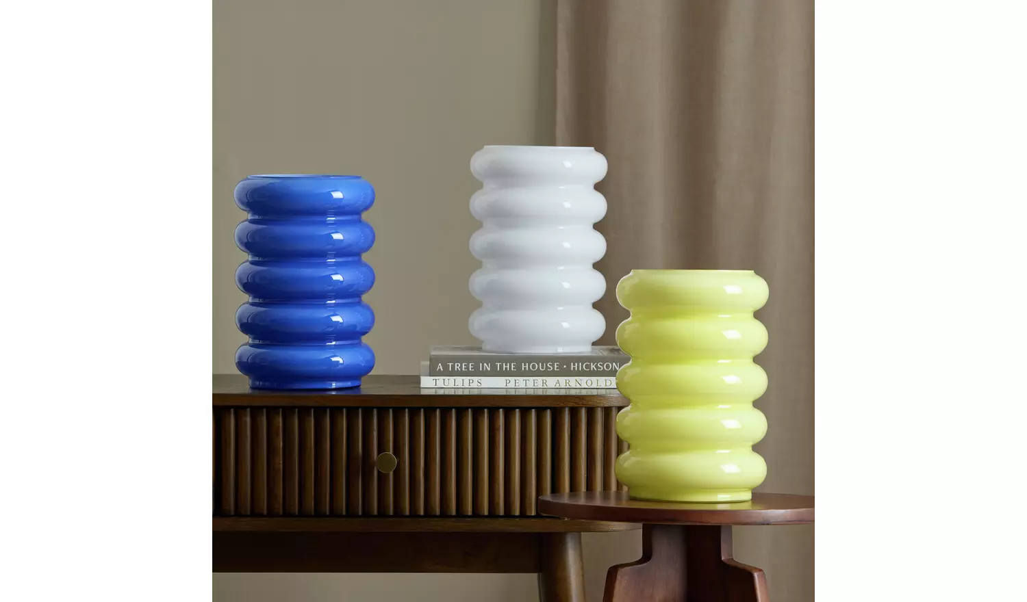 Habitat Billie Ribbed Glass Table Lamp - White