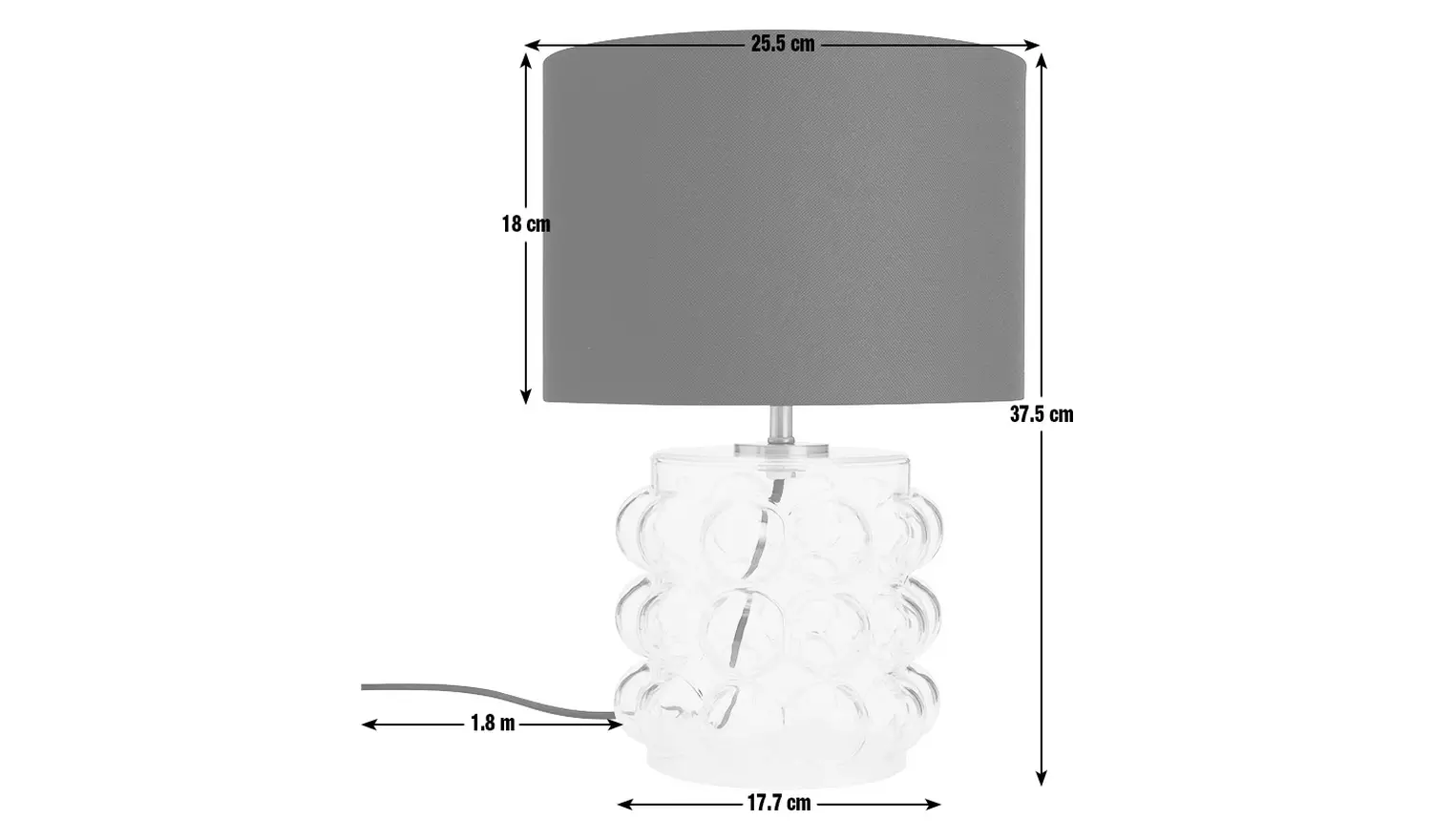 Habitat Bobble Glass Mini Table Lamp - Clear & Black