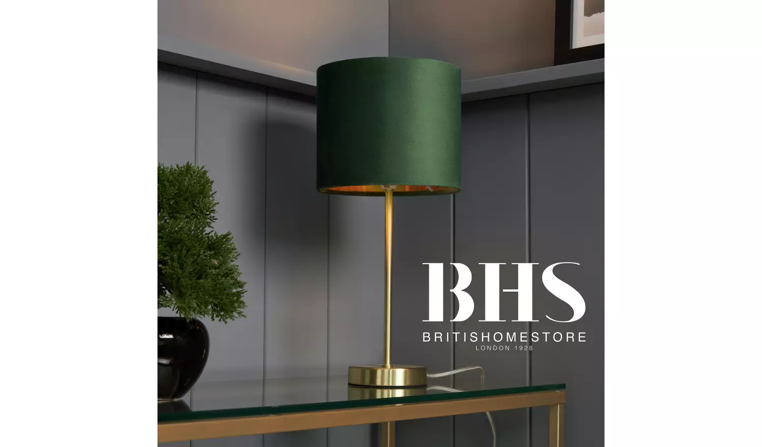BHS Vera Metal Table Lamp - Emerald