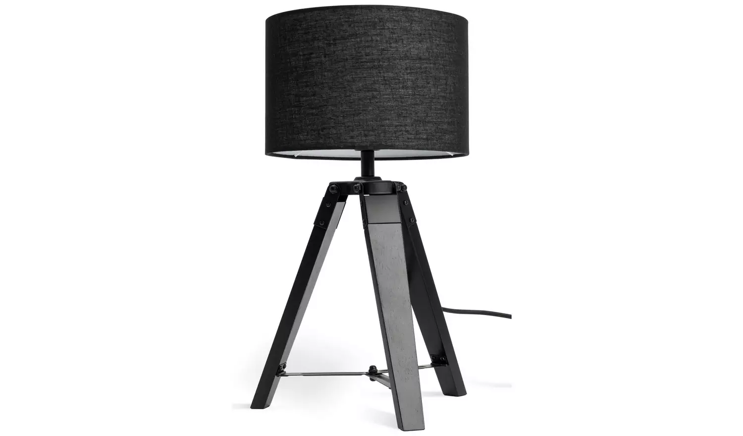 Habitat Lyle Wooden 46cm Tripod Table Lamp - Black