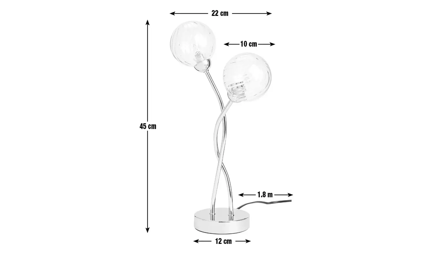 Argos Home Ribbed Globe 45cm Steel Table Lamp - Chrome