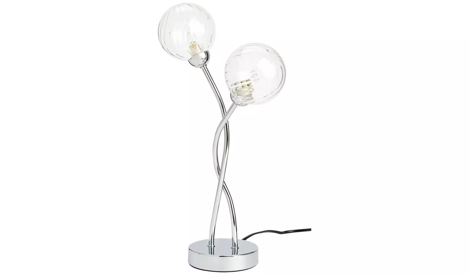 Argos Home Ribbed Globe 45cm Steel Table Lamp - Chrome